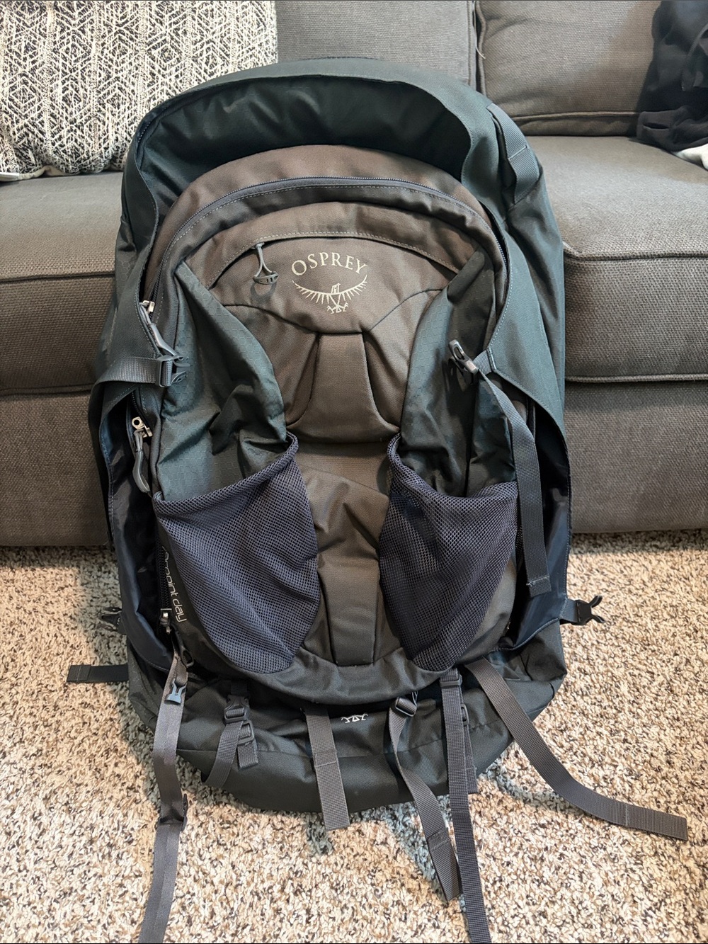 OSPREY Men's Dark Green and Black Hiking Backpack